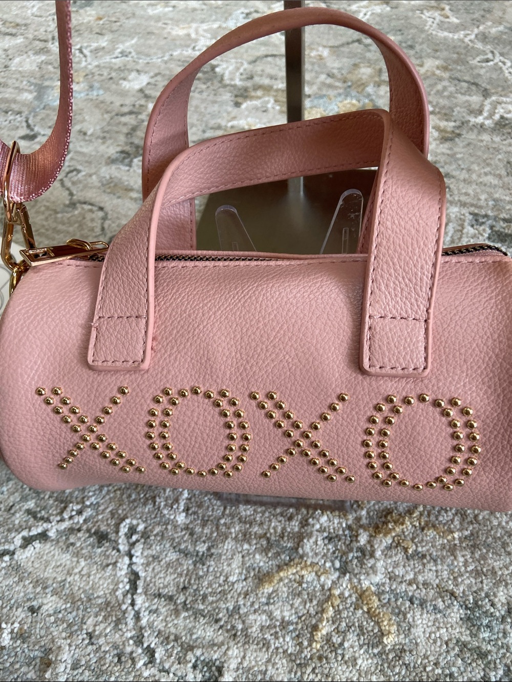 XOXO Blush Pink Studded Barrel Mini Crossbody - Picture 5 of 13